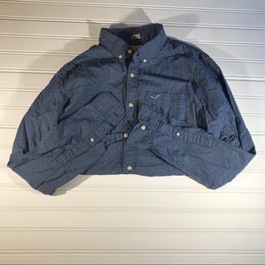 Hollister Blue and White Plaid Button Down